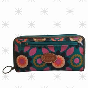 Fossil Women's Floral Wallet - Teal and Pink